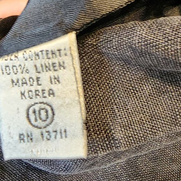 Vintage Black Double Breasted Linen Blazer Jacket Size 10 - Picture 2 of 11